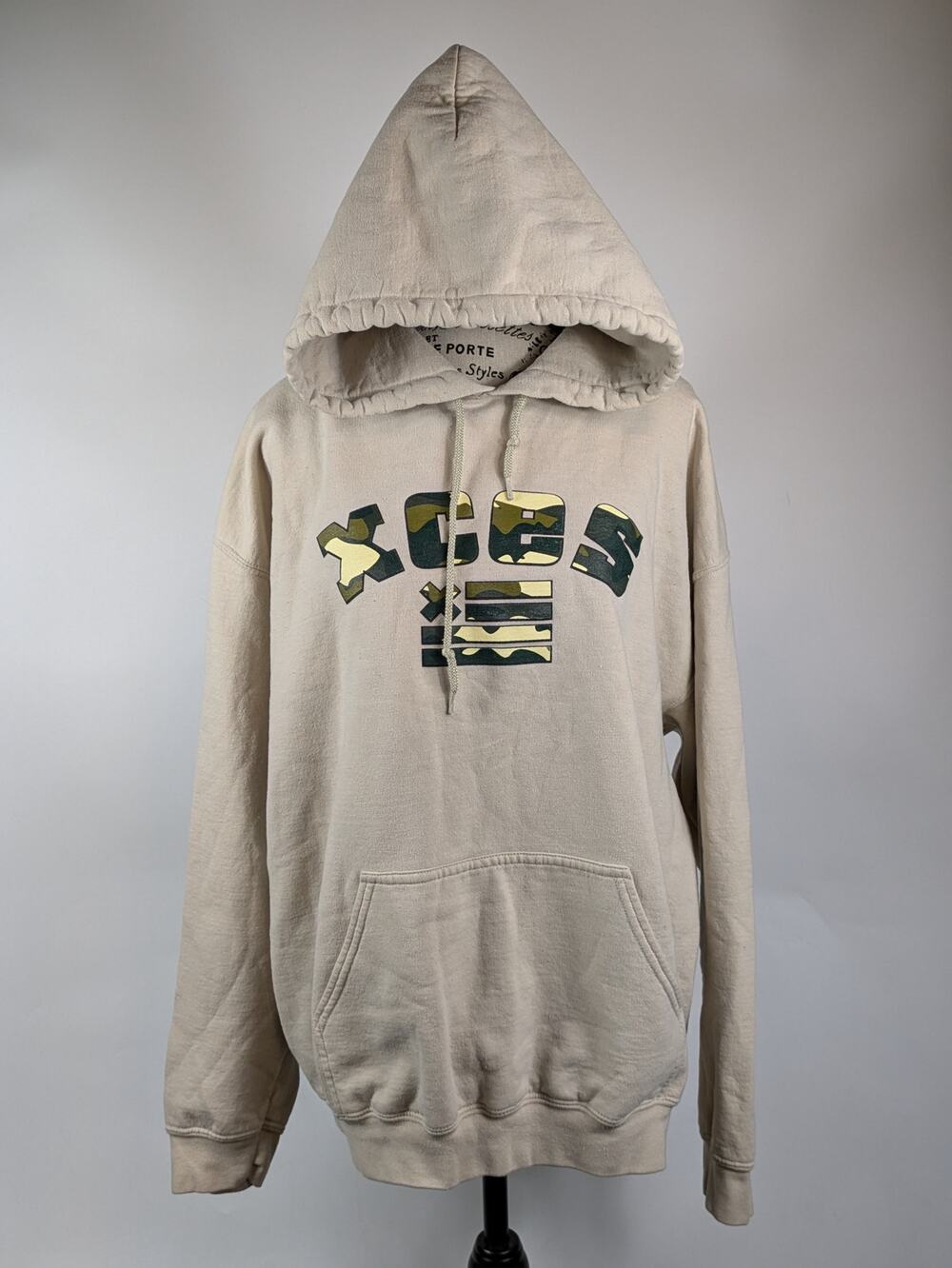 XCES Unisex Large Hoodie Pullover Pocket Men Womens Camo Logo Streetwear Graphic